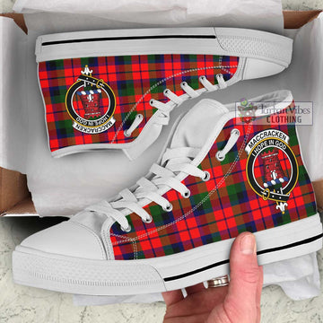 MacCracken Modern Tartan High Top Shoes with Family Crest Kid High Top - White Sole - Tartan Vibes Clothing