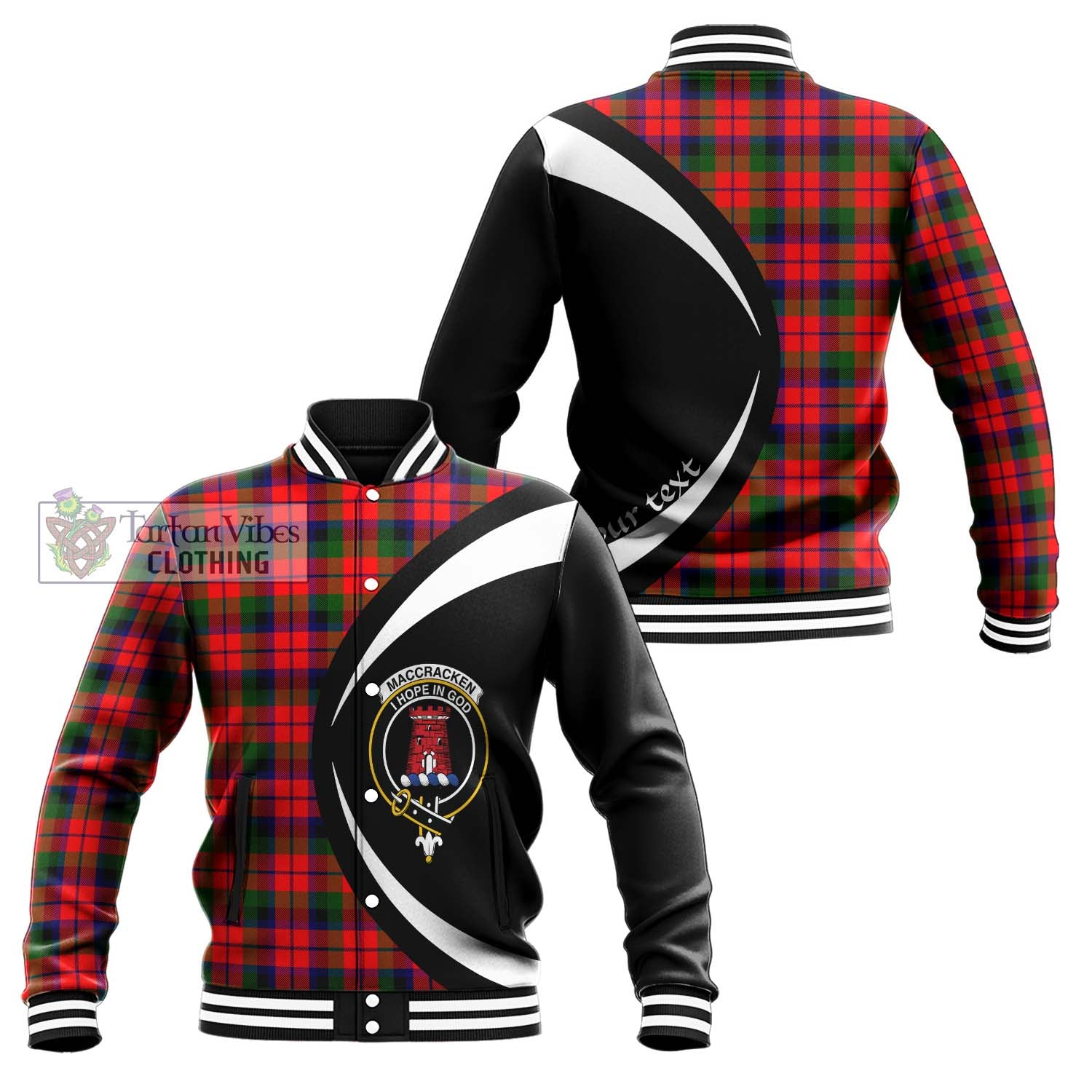 MacCracken Modern Tartan Baseball Jacket with Family Crest Circle Style Unisex - Tartan Vibes Clothing