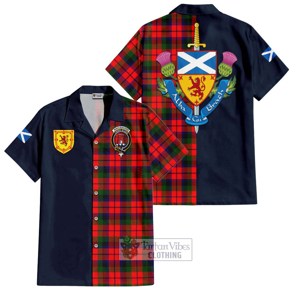 MacCracken Modern Tartan Hawaiian Shirt Alba with Scottish Lion Royal Arm Half Style Kid - Tartan Vibes Clothing