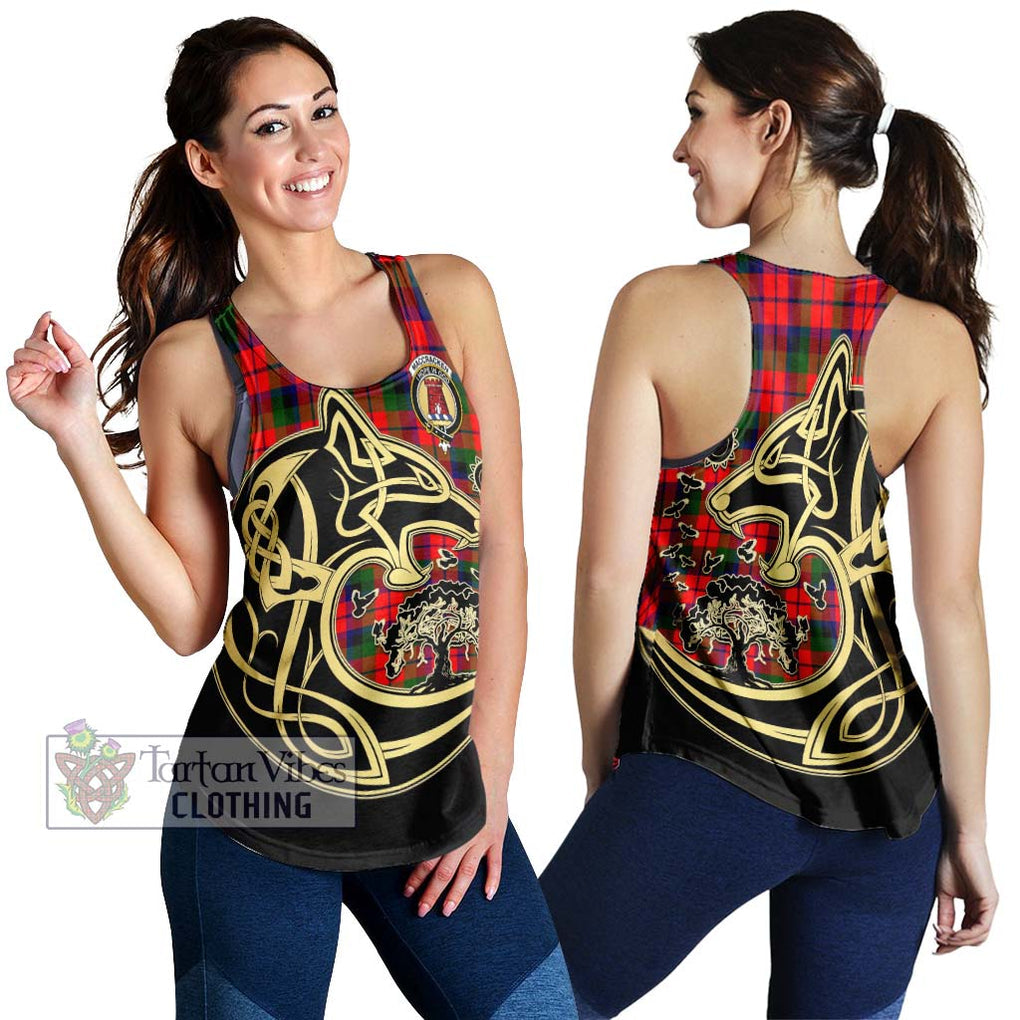 MacCracken Modern Tartan Women's Racerback Tanks with Family Crest Celtic Wolf Style 4XL - Tartan Vibes Clothing