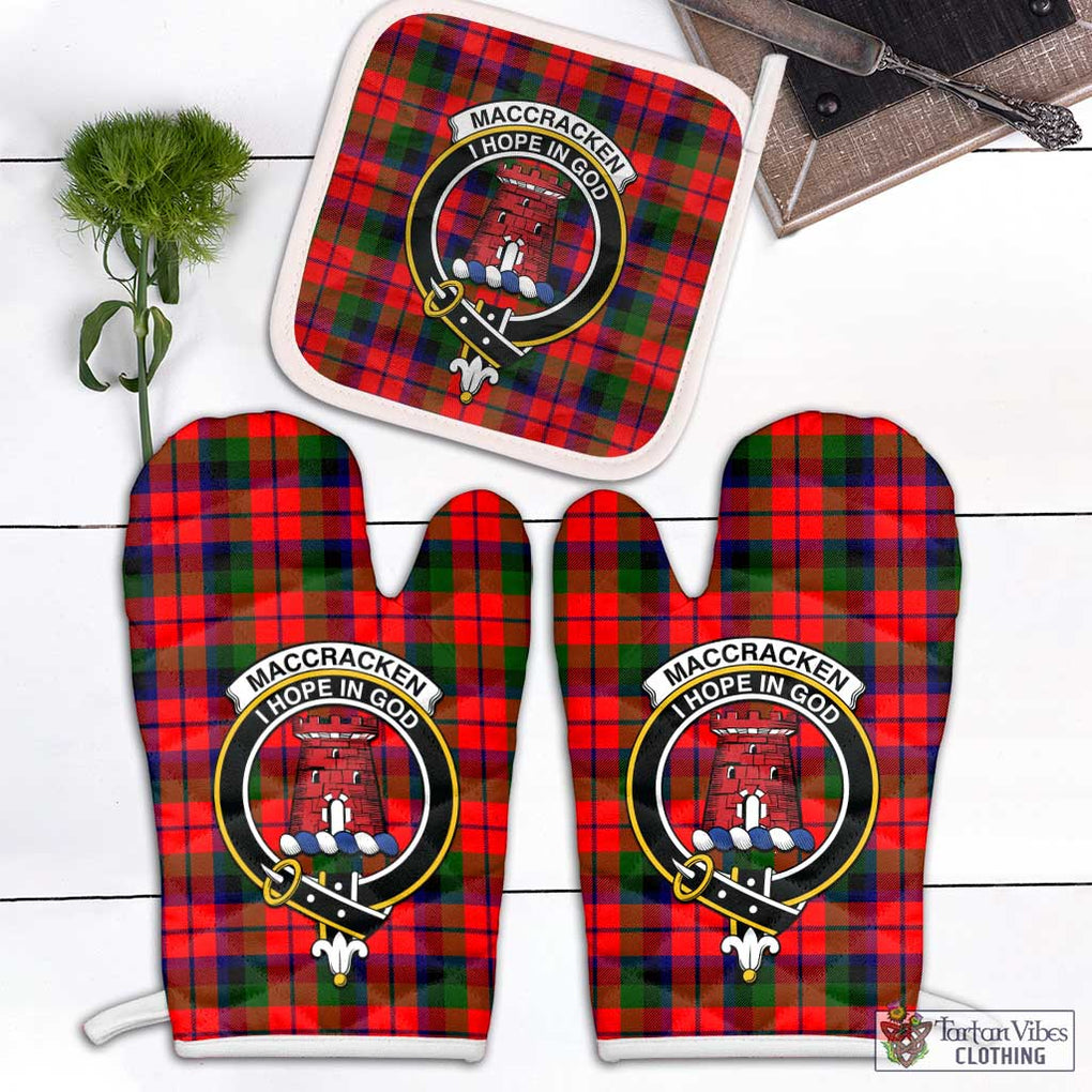 MacCracken Modern Tartan Combo Oven Mitt & Pot-Holder with Family Crest White - Tartan Vibes Clothing