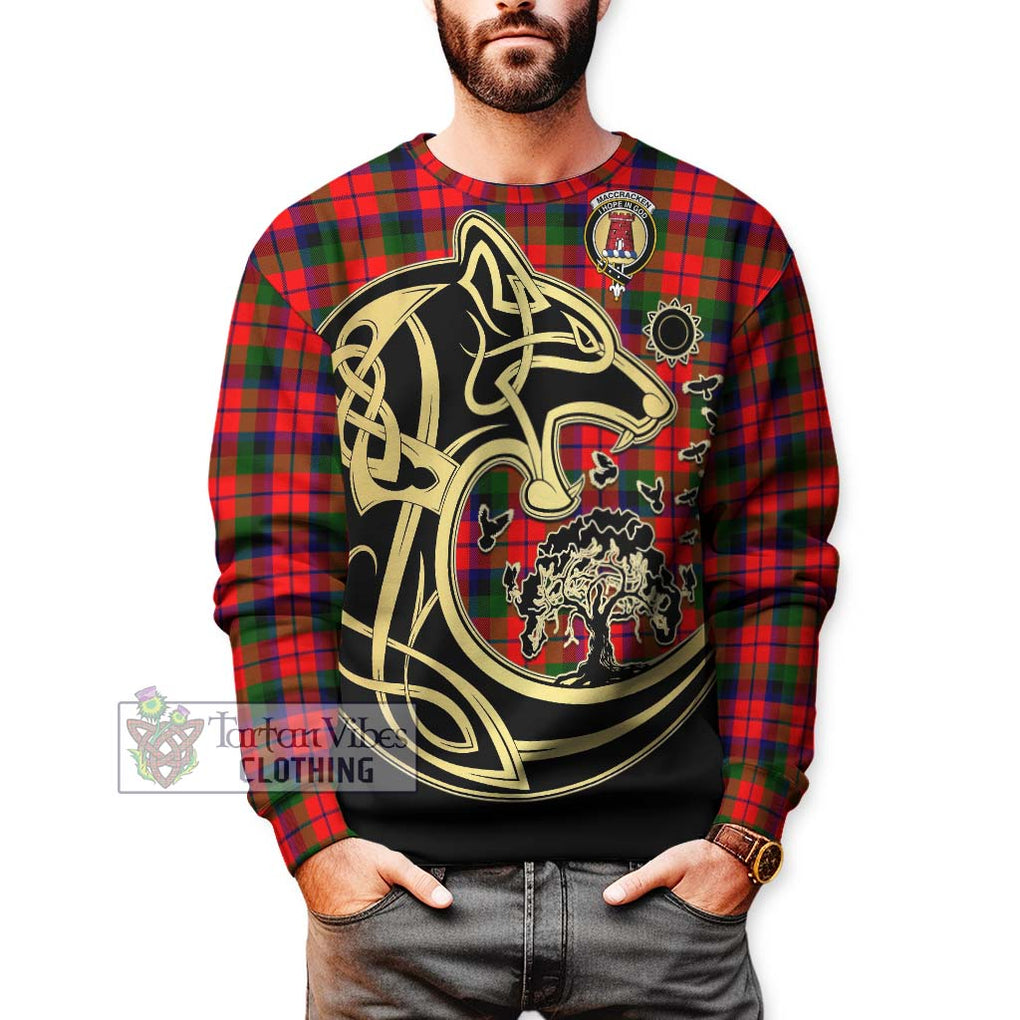 MacCracken Modern Tartan Sweatshirt with Family Crest Celtic Wolf Style Unisex - Tartan Vibes Clothing