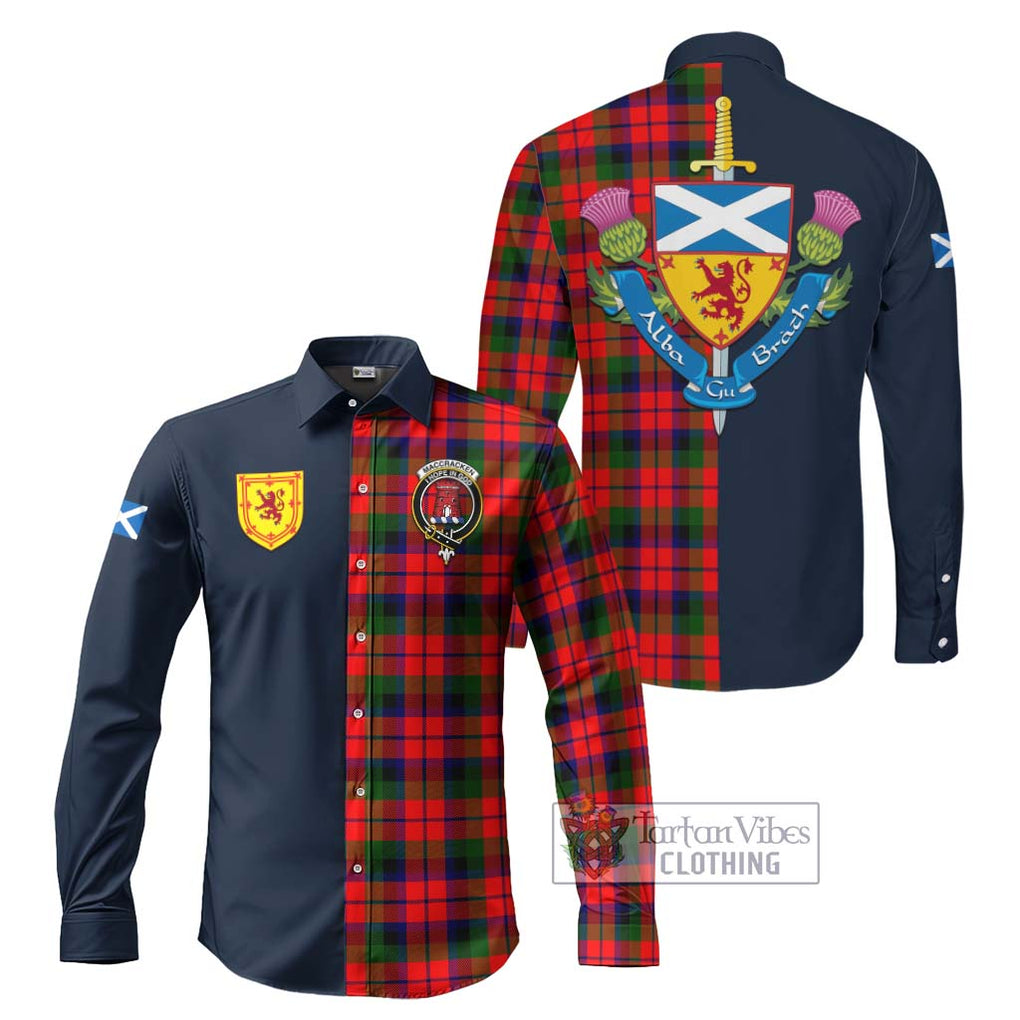Tartan Vibes Clothing MacCracken Modern Tartan Long Sleeve Button Shirt with Scottish Lion Royal Arm Half Style