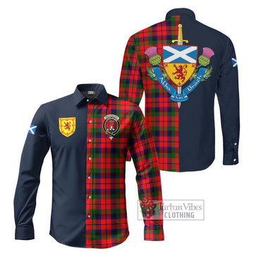 Tartan Vibes Clothing MacCracken Modern Tartan Long Sleeve Button Shirt with Scottish Lion Royal Arm Half Style