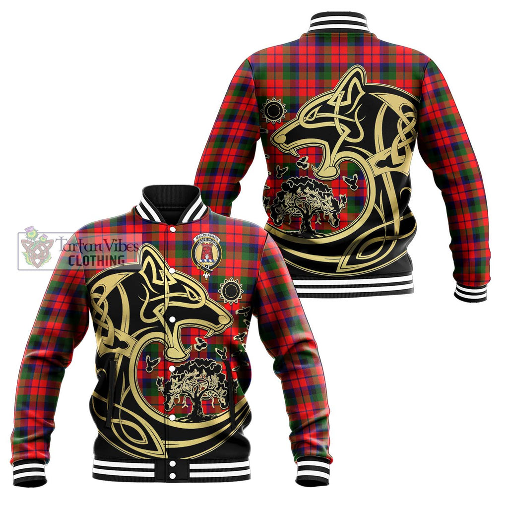 MacCracken Modern Tartan Baseball Jacket with Family Crest Celtic Wolf Style Unisex - Tartan Vibes Clothing