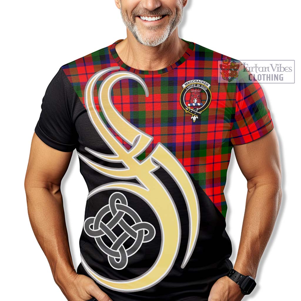 MacCracken Modern Tartan T-Shirt with Family Crest and Celtic Symbol Style - Tartan Vibes Clothing