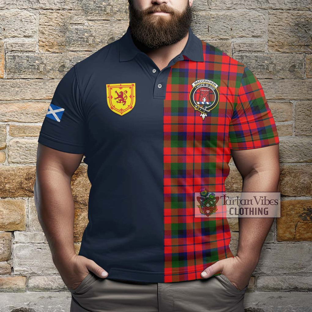 MacCracken Modern Tartan Polo Shirt Alba with Scottish Lion Royal Arm Half Style - Tartan Vibes Clothing