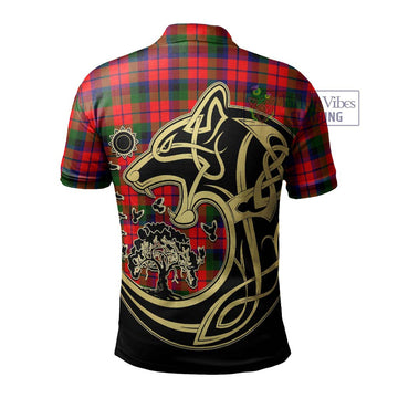 MacCracken Modern Tartan Polo Shirt with Family Crest Celtic Wolf Style - Tartan Vibes Clothing