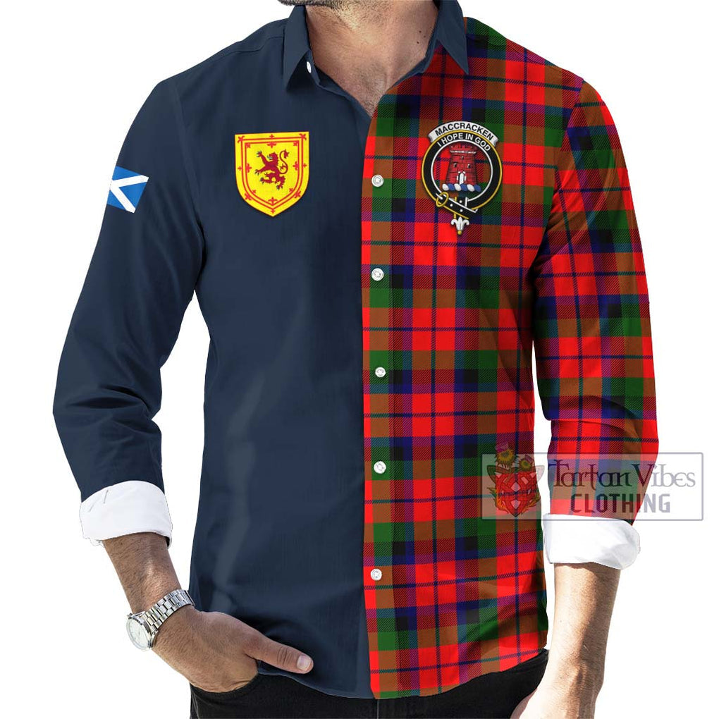 Tartan Vibes Clothing MacCracken Modern Tartan Long Sleeve Button Shirt with Scottish Lion Royal Arm Half Style