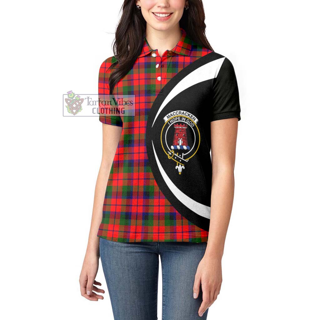 MacCracken Modern Tartan Women's Polo Shirt with Family Crest Circle Style - Tartan Vibes Clothing
