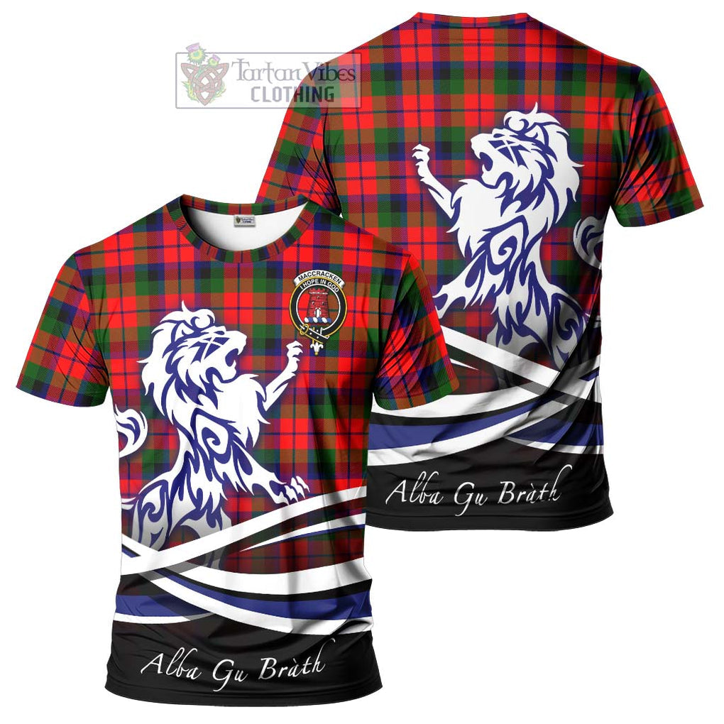 MacCracken Modern Tartan Cotton T-shirt with Alba Gu Brath Regal Lion Emblem Women's Shirt - Tartan Vibes Clothing
