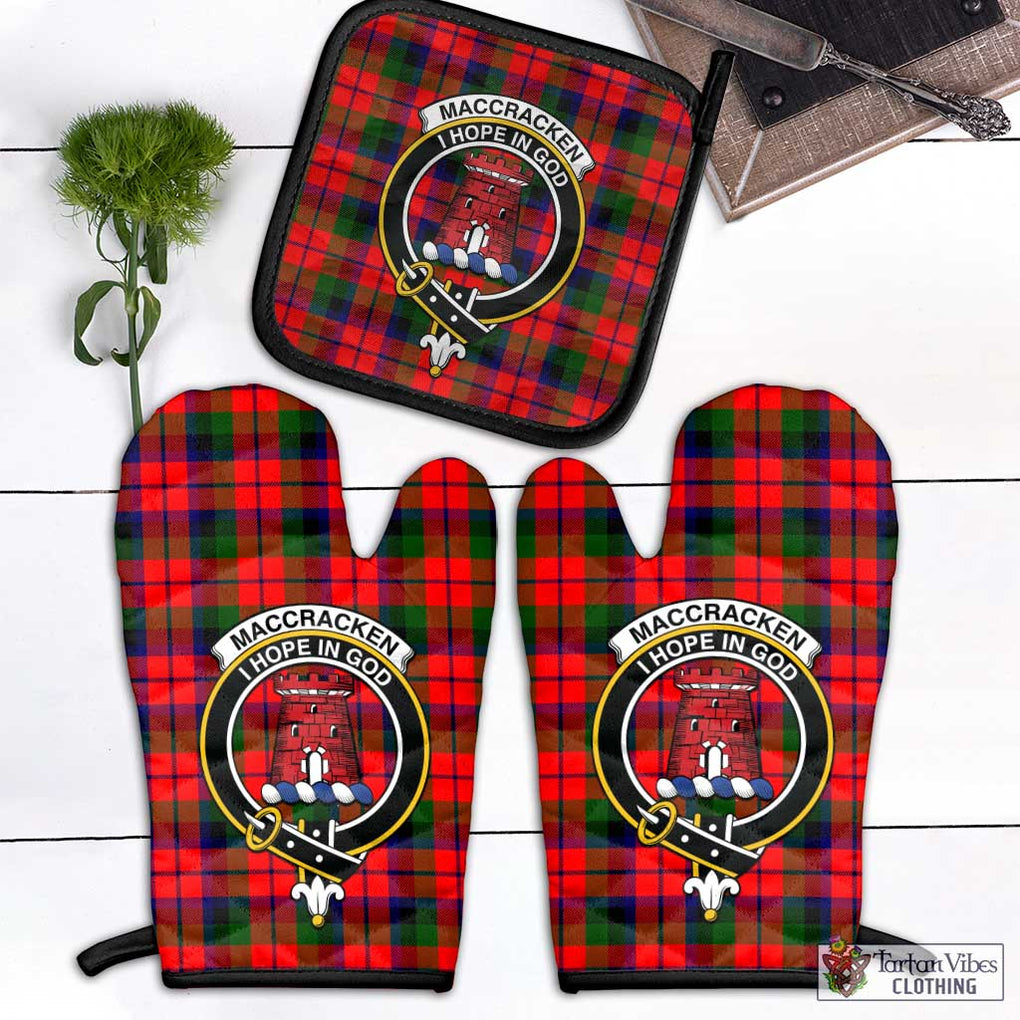 MacCracken Modern Tartan Combo Oven Mitt & Pot-Holder with Family Crest Black - Tartan Vibes Clothing