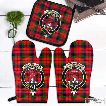 MacCracken Modern Tartan Combo Oven Mitt & Pot-Holder with Family Crest Black - Tartan Vibes Clothing