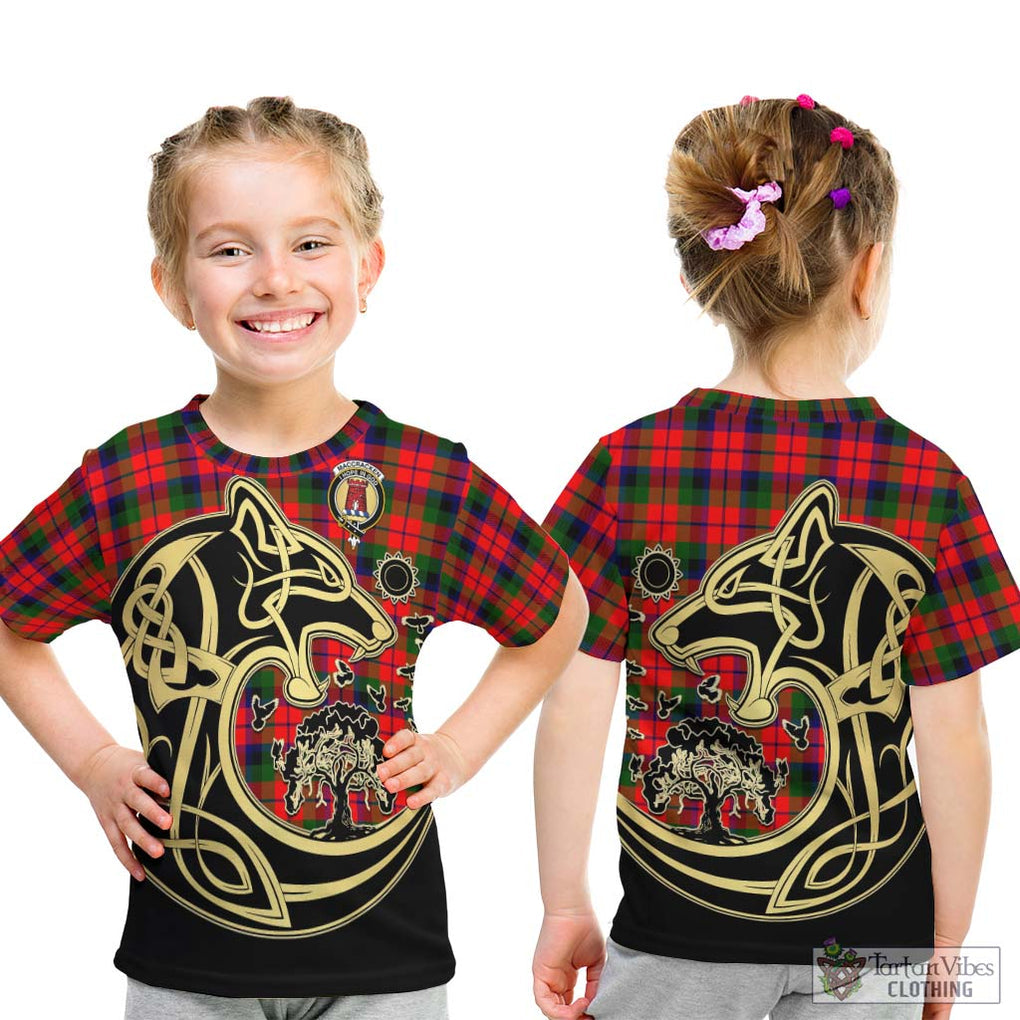MacCracken Modern Tartan Kid T-Shirt with Family Crest Celtic Wolf Style - Tartan Vibes Clothing