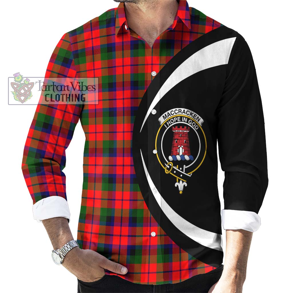 MacCracken Modern Tartan Long Sleeve Button Up with Family Crest Circle Style - Tartan Vibes Clothing