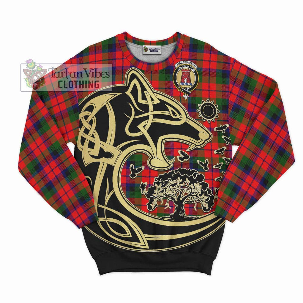 MacCracken Modern Tartan Sweatshirt with Family Crest Celtic Wolf Style - Tartan Vibes Clothing