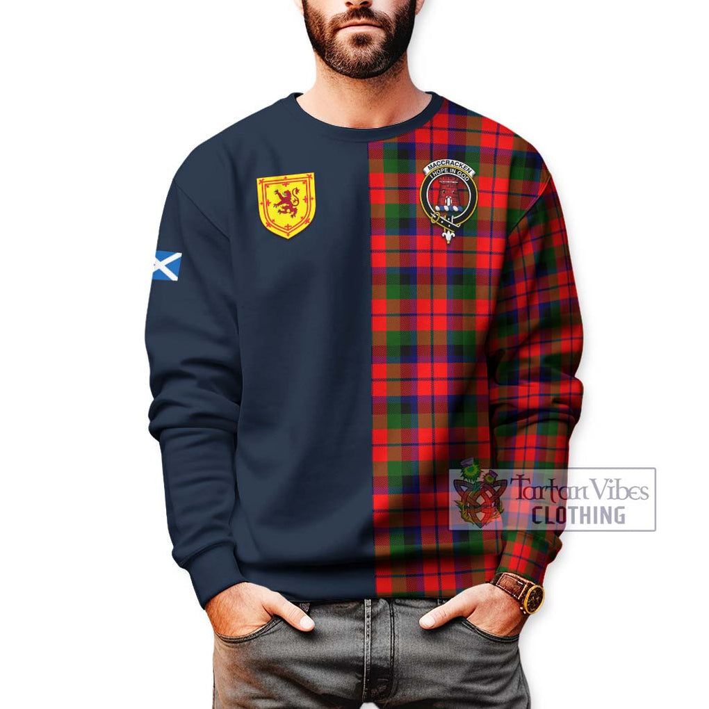 MacCracken Modern Tartan Sweatshirt Alba with Scottish Lion Royal Arm Half Style - Tartan Vibes Clothing
