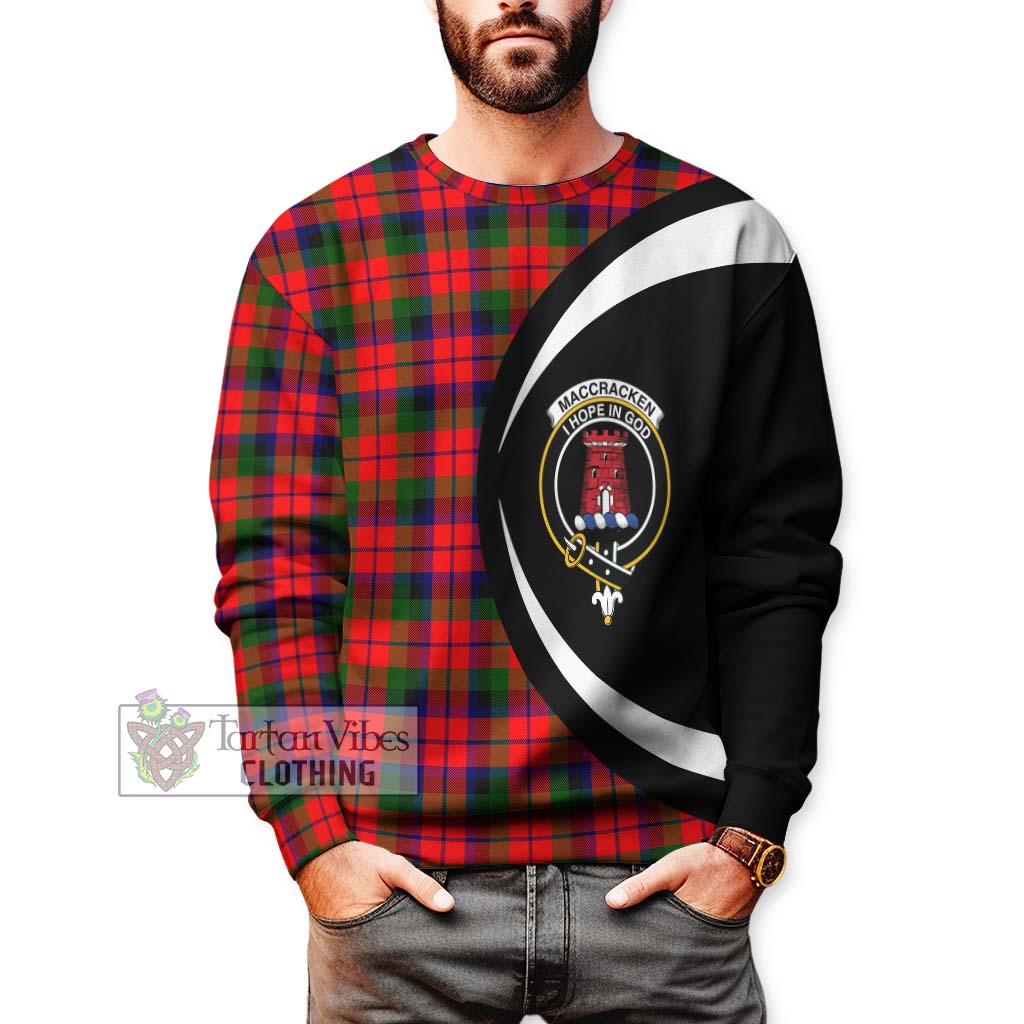 MacCracken Modern Tartan Sweatshirt with Family Crest Circle Style - Tartan Vibes Clothing