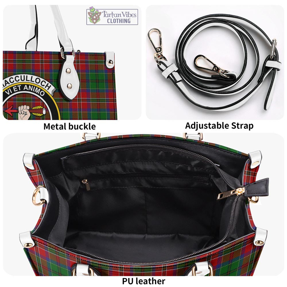 Tartan Vibes Clothing MacCulloch Tartan Luxury Leather Handbags with Family Crest