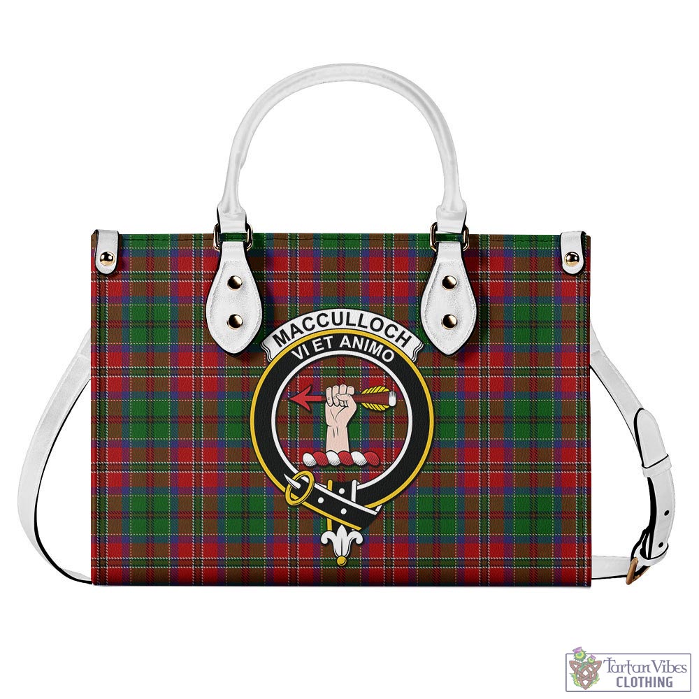 Tartan Vibes Clothing MacCulloch Tartan Luxury Leather Handbags with Family Crest