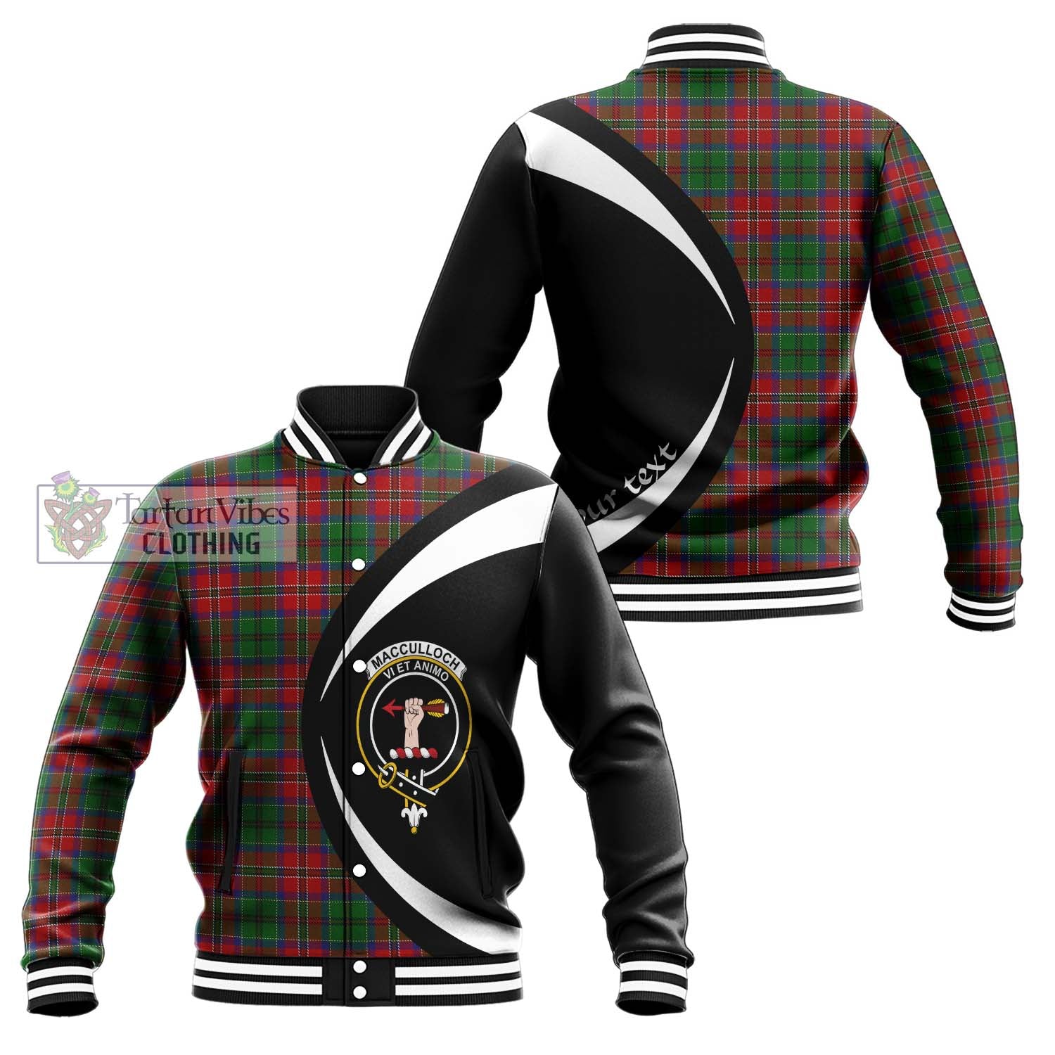 MacCulloch (McCulloch) Tartan Baseball Jacket with Family Crest Circle Style Unisex - Tartan Vibes Clothing
