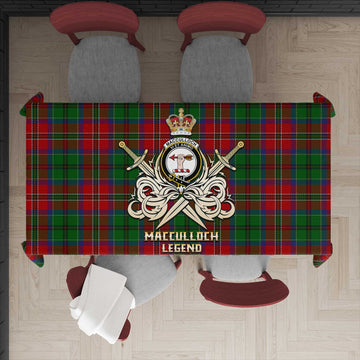 MacCulloch Tartan Tablecloth with Clan Crest and the Golden Sword of Courageous Legacy