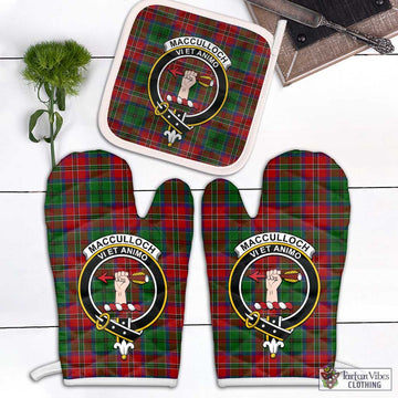 MacCulloch (McCulloch) Tartan Combo Oven Mitt & Pot-Holder with Family Crest Combo 1 Oven Mitt & 1 Pot-Holder White - Tartan Vibes Clothing