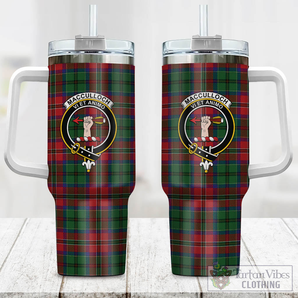 Tartan Vibes Clothing MacCulloch Tartan and Family Crest Tumbler with Handle