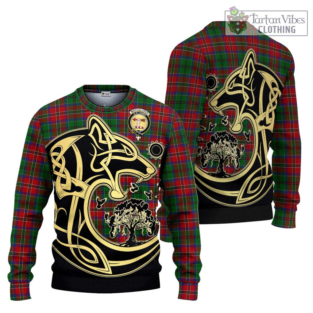 MacCulloch (McCulloch) Tartan Knitted Sweater with Family Crest Celtic Wolf Style Unisex - Tartan Vibes Clothing