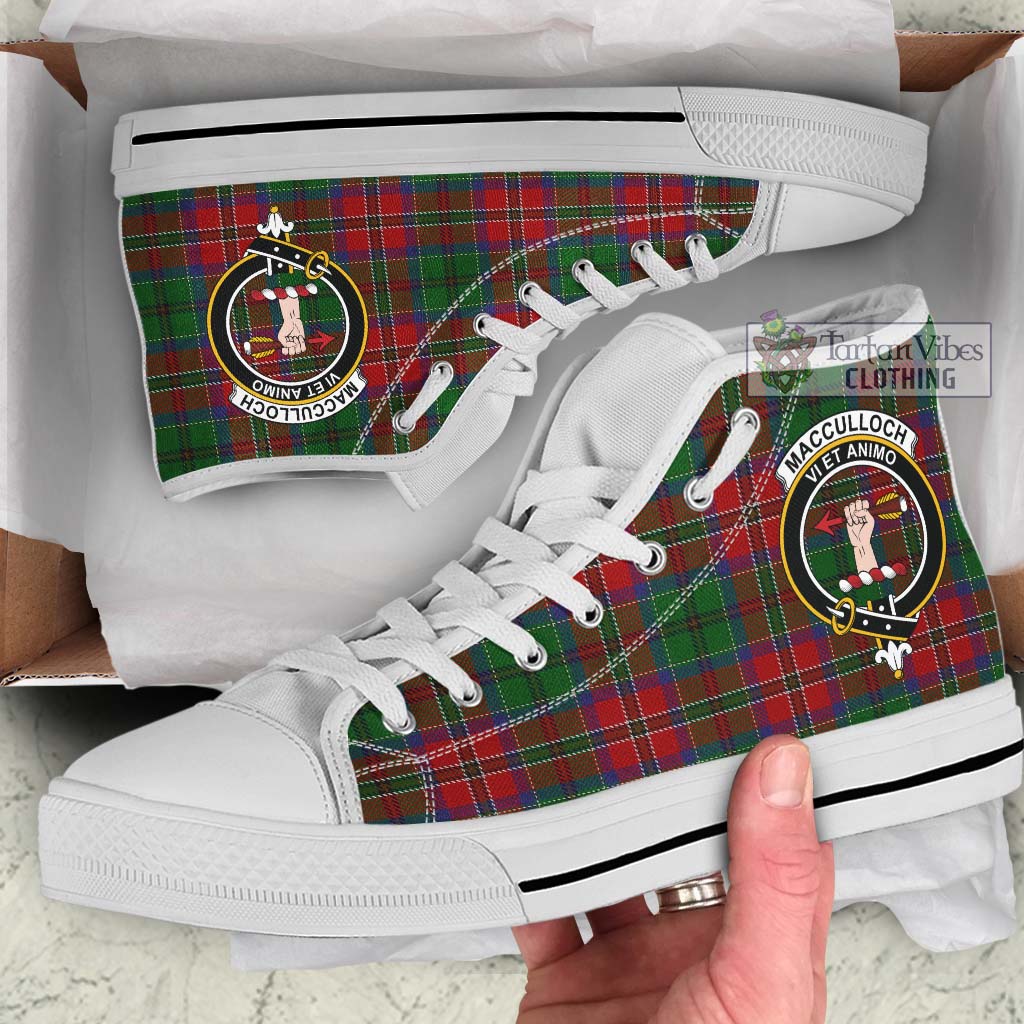 Tartan Vibes Clothing MacCulloch Tartan High Top Shoes with Family Crest