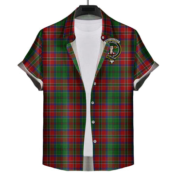MacCulloch Tartan Short Sleeve Button Down Shirt with Family Crest