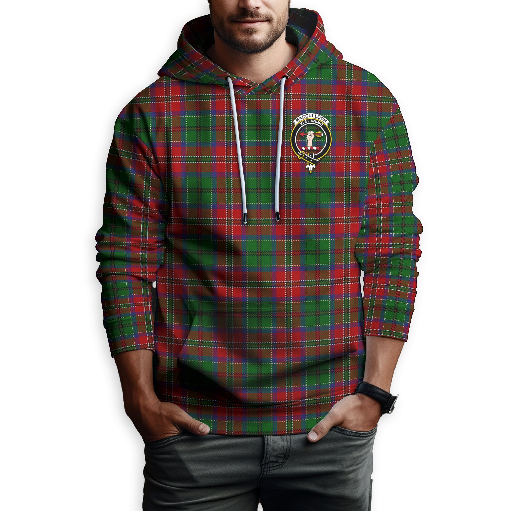 MacCulloch (McCulloch) Tartan Crest 2D T-shirt - Alba Skull Style