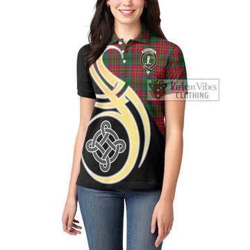 MacCulloch (McCulloch) Tartan Women's Polo Shirt with Family Crest and Celtic Symbol Style