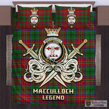 MacCulloch (McCulloch) Tartan Bedding Set with Clan Crest and the Golden Sword of Courageous Legacy