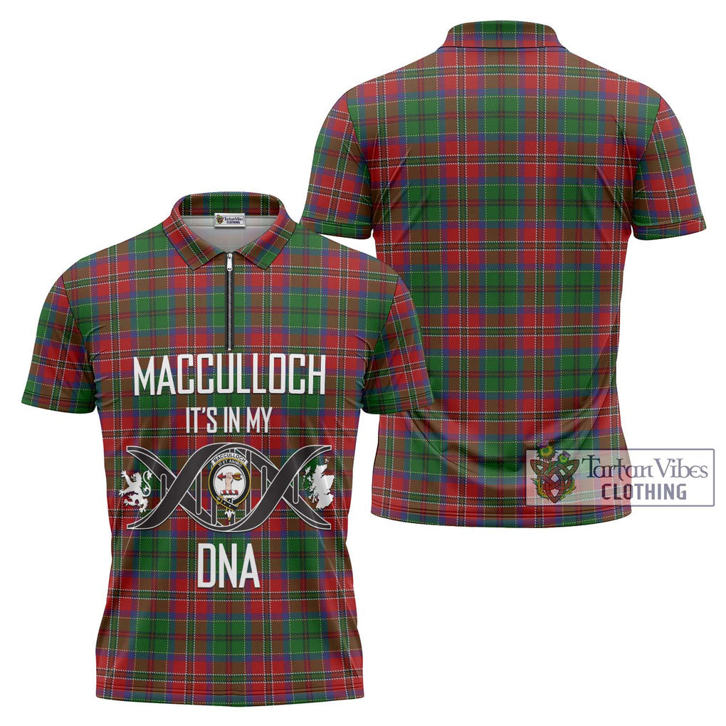 MacCulloch (McCulloch) Tartan Zipper Polo Shirt with Family Crest DNA In Me Style Unisex - Tartanvibesclothing Shop