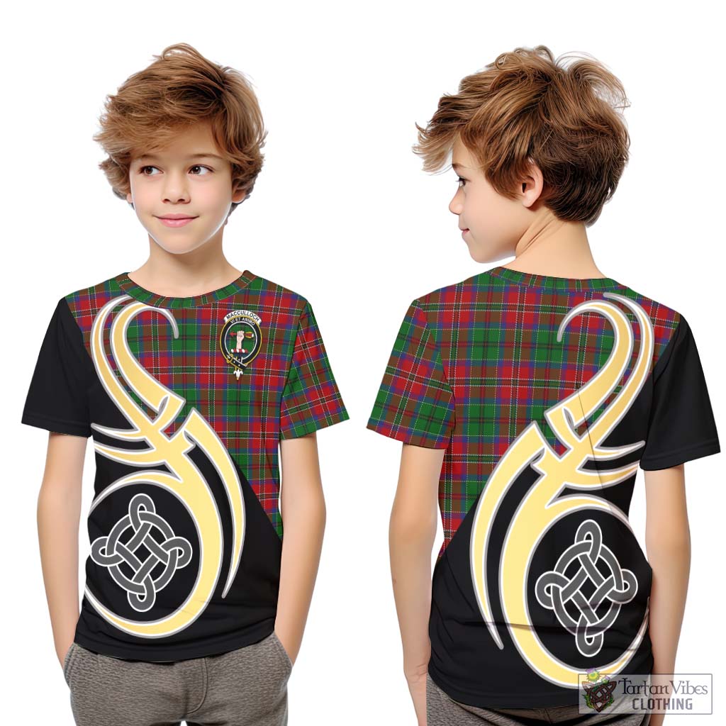 MacCulloch (McCulloch) Tartan Kid T-Shirt with Family Crest and Celtic Symbol Style Youth XL Size14 - Tartan Vibes Clothing