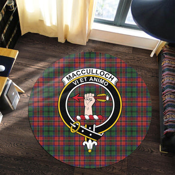 MacCulloch (McCulloch) Tartan Round Rug with Family Crest