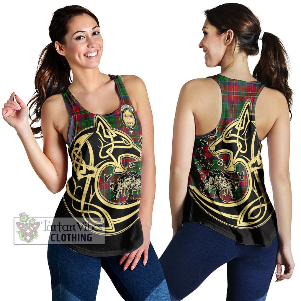MacCulloch (McCulloch) Tartan Women's Racerback Tanks with Family Crest Celtic Wolf Style 4XL - Tartan Vibes Clothing