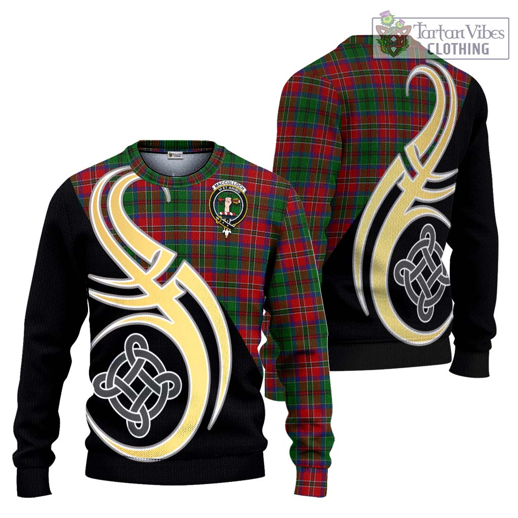 MacCulloch (McCulloch) Tartan Knitted Sweater with Family Crest and Celtic Symbol Style Unisex - Tartan Vibes Clothing