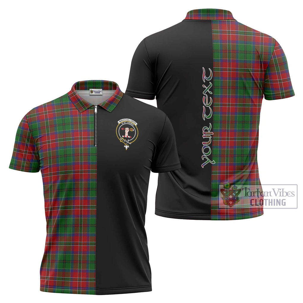 MacCulloch (McCulloch) Tartan Zipper Polo Shirt with Family Crest and Half Of Me Style Unisex - Tartanvibesclothing Shop