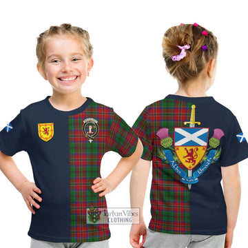 Tartan Vibes Clothing MacCulloch Tartan Kid T-Shirt with Scottish Lion Royal Arm Half Style