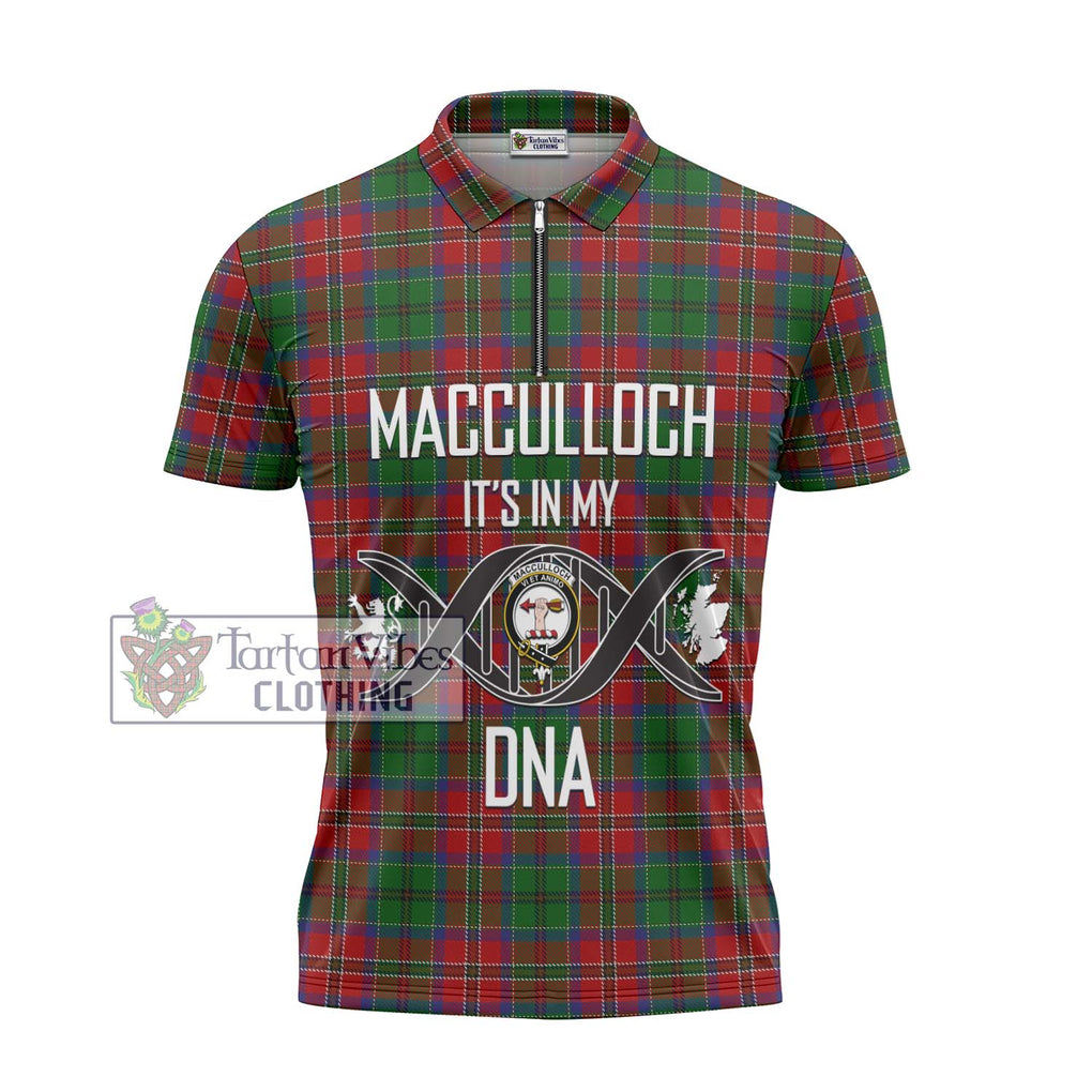 MacCulloch (McCulloch) Tartan Zipper Polo Shirt with Family Crest DNA In Me Style - Tartanvibesclothing Shop