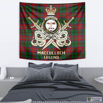 MacCulloch (McCulloch) Tartan Tapestry with Clan Crest and the Golden Sword of Courageous Legacy
