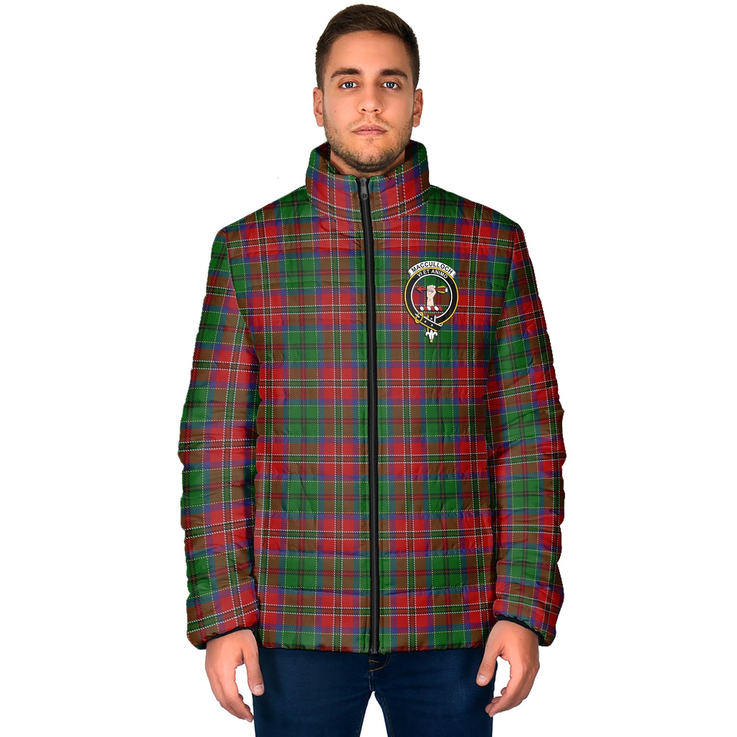 MacCulloch (McCulloch) Tartan Padded Jacket with Family Crest - Tartan Vibes Clothing