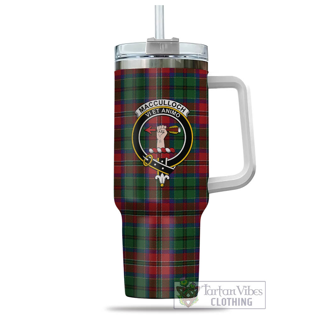 Tartan Vibes Clothing MacCulloch Tartan and Family Crest Tumbler with Handle