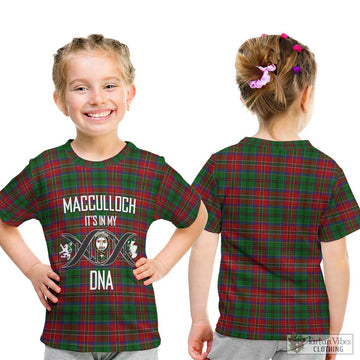 MacCulloch (McCulloch) Tartan Kid T-Shirt with Family Crest DNA In Me Style - Tartanvibesclothing Shop
