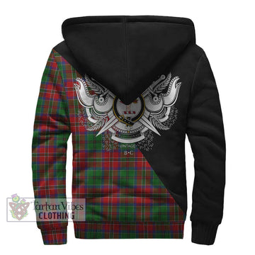 MacCulloch (McCulloch) Tartan Sherpa Hoodie with Family Crest and Military Logo Style - Tartanvibesclothing Shop