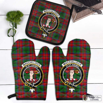 MacCulloch (McCulloch) Tartan Combo Oven Mitt & Pot-Holder with Family Crest Combo 1 Oven Mitt & 1 Pot-Holder Black - Tartan Vibes Clothing