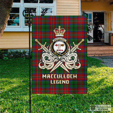 MacCulloch (McCulloch) Tartan Garden Flag with Clan Crest and the Golden Sword of Courageous Legacy