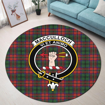 MacCulloch (McCulloch) Tartan Round Rug with Family Crest
